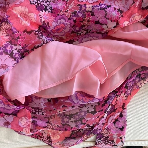 NEW For Love and Lemons Cheyenne Pink Floral Mini Dress XS - Picture 13 of 15